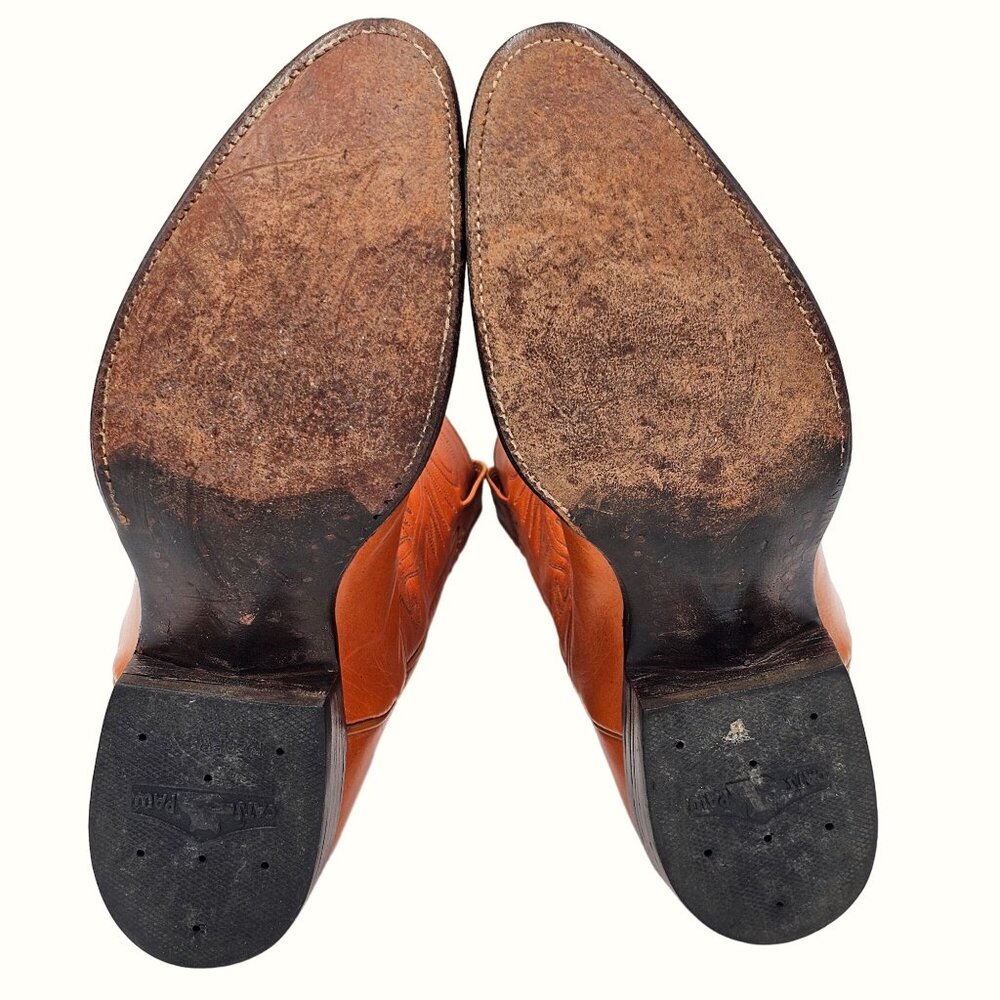 Kangaroo Exotic Bona Allen Cowboy Boots Mens 8D Rust Orange Leather Western 8268 - Picture 3 of 16